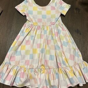 Pastel Checkered Kids Casual Dress